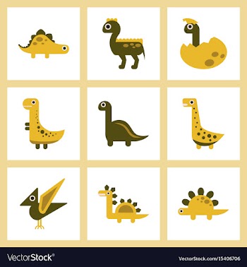 Assembly flat icons cartoon dinosaur vector image