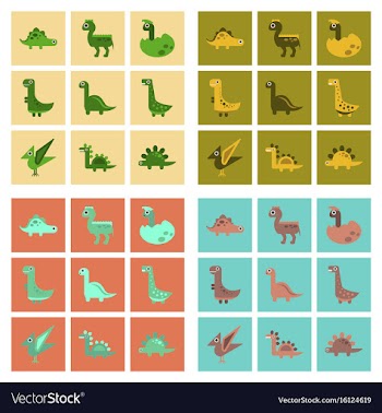 Assembly flat icons cartoon dinosaur vector image