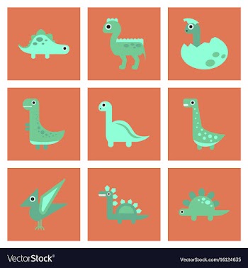 Assembly flat icons cartoon dinosaur vector image