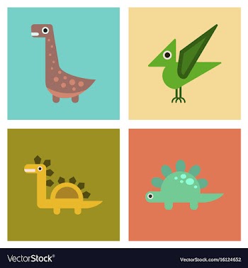 Assembly flat icons cartoon dinosaur vector image