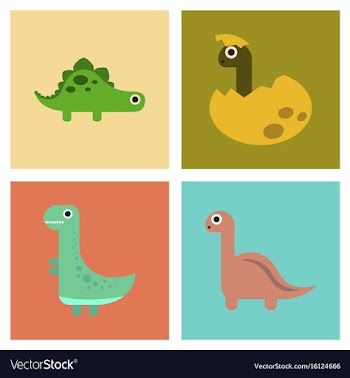 Assembly flat icons cartoon dinosaur vector image