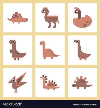 Assembly flat icons cartoon dinosaur vector image
