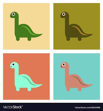 Assembly flat icons cartoon dinosaur vector image