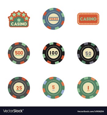 Assembly flat icons casino poker chips vector image