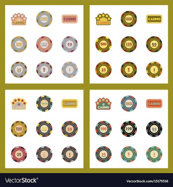 Assembly flat icons casino poker chips vector image