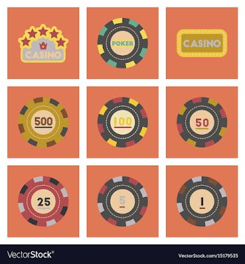 Assembly flat icons casino poker chips vector image