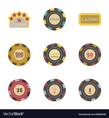 Assembly flat icons casino poker chips vector image