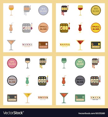 Assembly flat icons casino poker game vector image