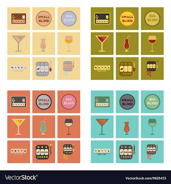 Assembly flat icons casino poker game vector image