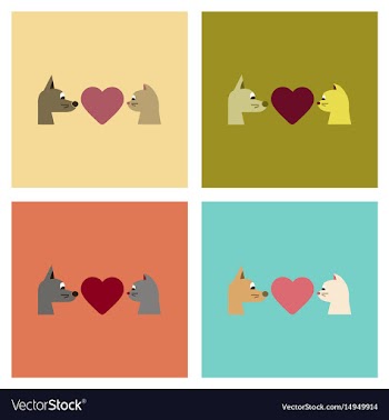 Assembly flat icons cat dog heart vector image