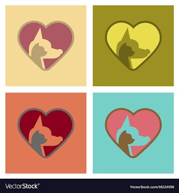 Assembly flat icons cat dog heart vector image