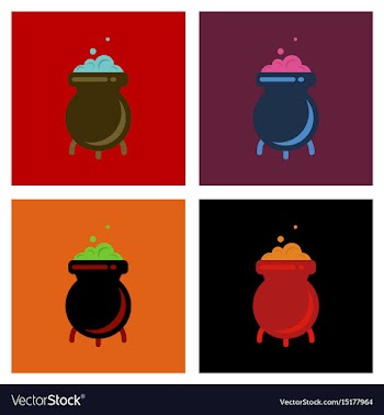 Assembly flat icons cauldron witches potion vector image