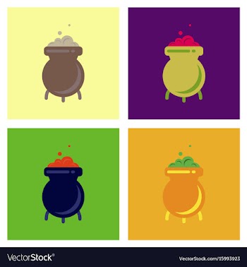 Assembly flat icons cauldron witches potion vector image