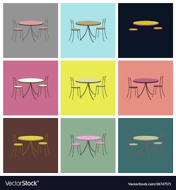 Assembly flat icons chairs and table vector image