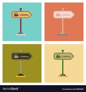 Assembly flat icons cinema sign vector image