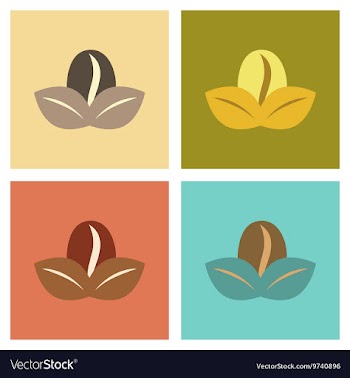 Assembly flat icons coffee bean leaves vector image