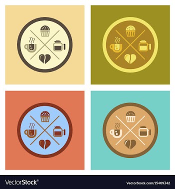 Assembly flat icons coffee bean logo vector image