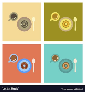 Assembly flat icons coffee break cup donut vector image