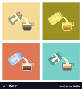 Assembly flat icons coffee carton milk vector image