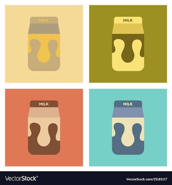Assembly flat icons coffee carton of milk vector image