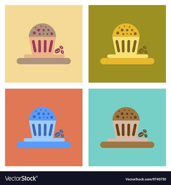 Assembly flat icons coffee chocolate cake vector image