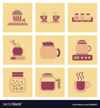 Assembly flat icons coffee cup coffee maker vector image