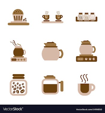 Assembly flat icons coffee cup coffee maker vector image