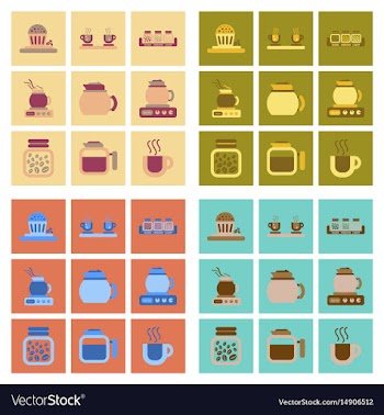Assembly flat icons coffee cup coffee maker vector image