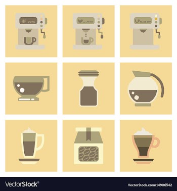 Assembly flat icons coffee cup coffee maker vector image