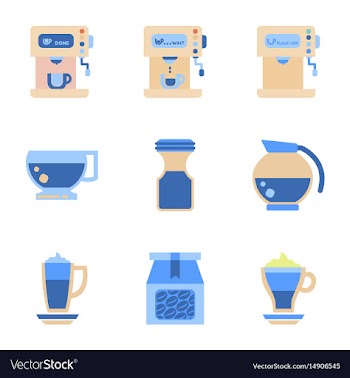 Assembly flat icons coffee cup coffee maker vector image