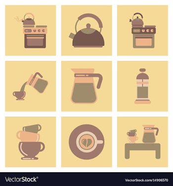 Assembly flat icons coffee cup coffee maker vector image