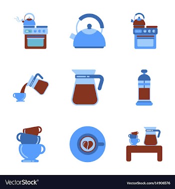 Assembly flat icons coffee cup coffee maker vector image
