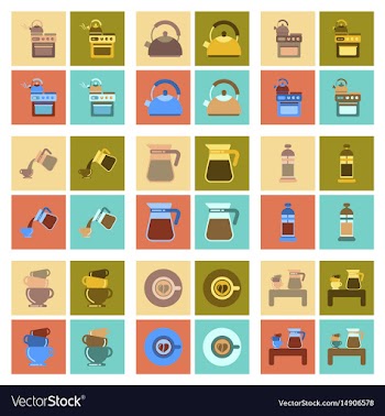 Assembly flat icons coffee cup coffee maker vector image