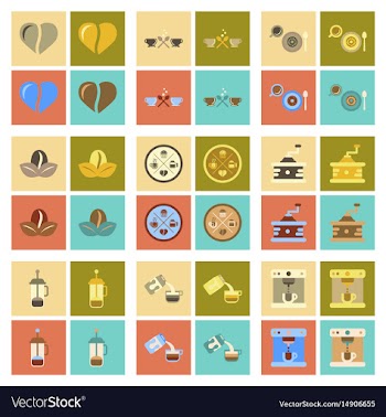 Assembly flat icons coffee cup coffee maker vector image