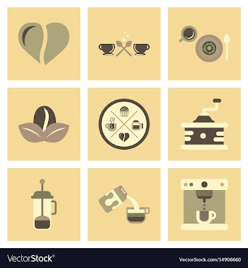 Assembly flat icons coffee cup coffee maker vector image