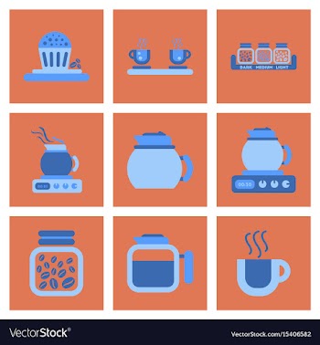 Assembly flat icons coffee cup coffee maker vector image