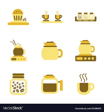 Assembly flat icons coffee cup coffee maker vector image