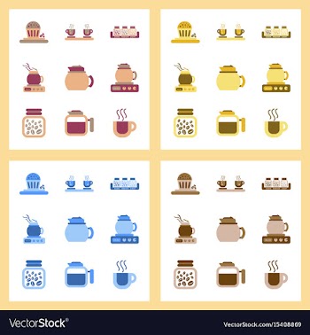Assembly flat icons coffee cup coffee maker vector image