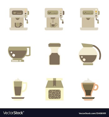Assembly flat icons coffee cup coffee maker vector image