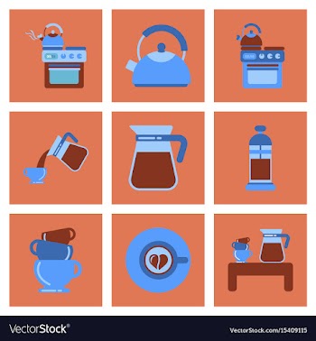 Assembly flat icons coffee cup coffee maker vector image