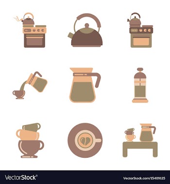 Assembly flat icons coffee cup coffee maker vector image