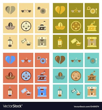 Assembly flat icons coffee cup coffee maker vector image