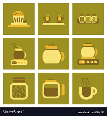 Assembly flat icons coffee cup coffee maker vector image