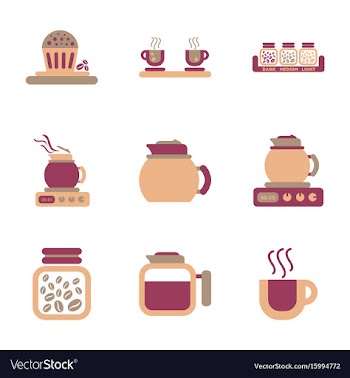 Assembly flat icons coffee cup coffee maker vector image