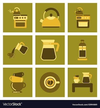 Assembly flat icons coffee cup coffee maker vector image