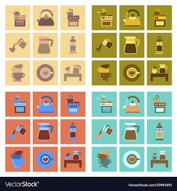 Assembly flat icons coffee cup coffee maker vector image