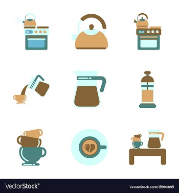 Assembly flat icons coffee cup coffee maker vector image