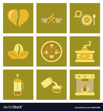 Assembly flat icons coffee cup coffee maker vector image