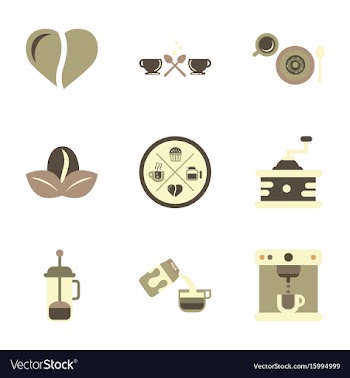 Assembly flat icons coffee cup coffee maker vector image