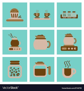 Assembly flat icons coffee cup Coffee Maker vector image